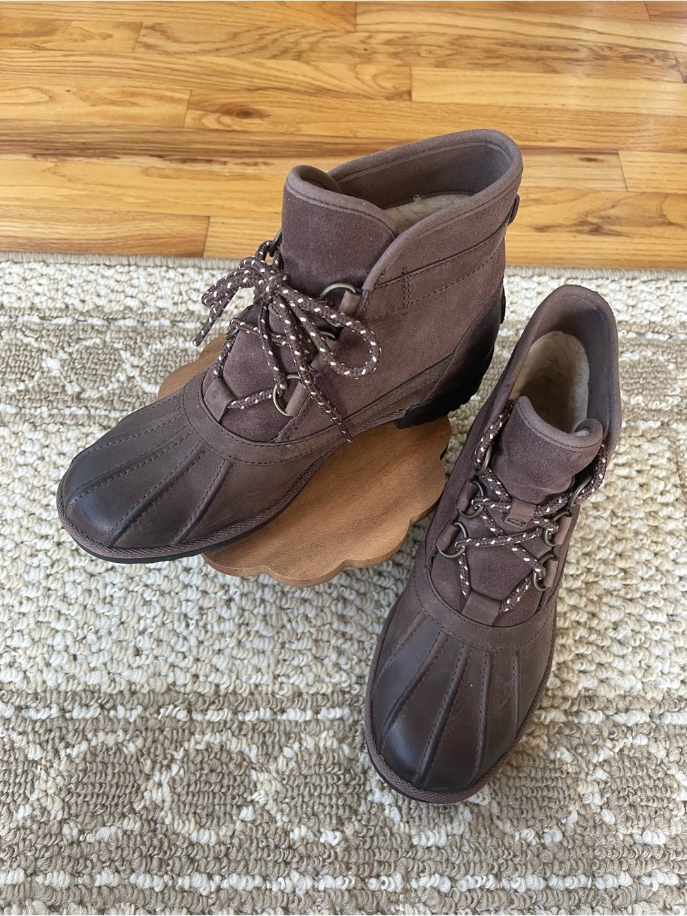 UGG Women's Brown Waterproof Lace-Up Ankle Boots